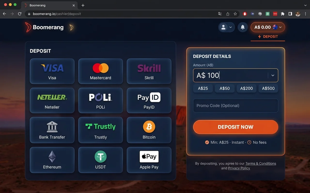 Payment methods and cashouts – Boomerang